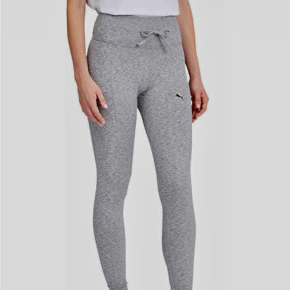 PUMA Women's Athletic Logo Tights Gray Drawstring Leggings